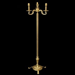 Vintage 1930's Brass Candelabra Regency Floor Lamp