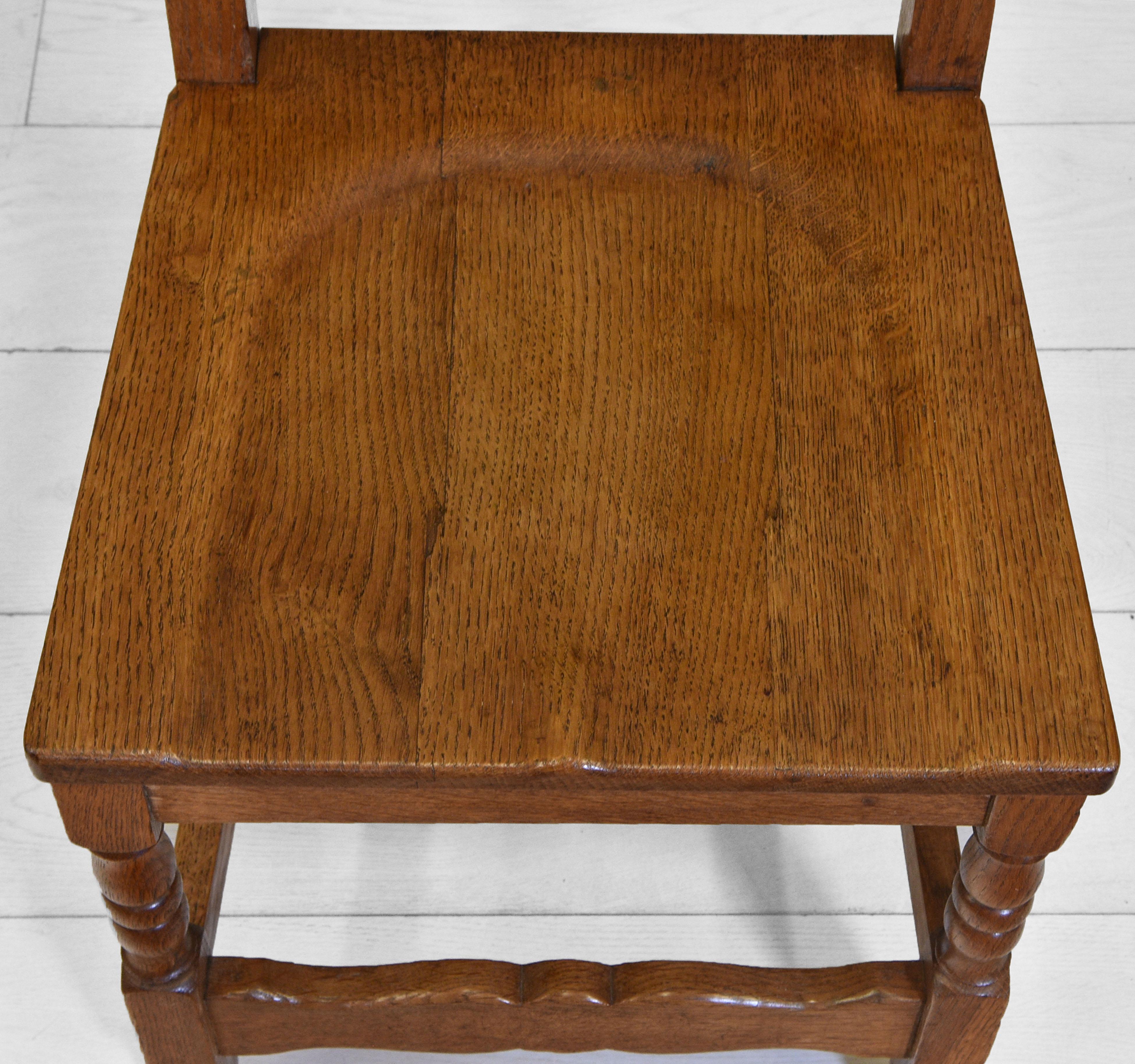 Mid-20th Century Vintage 1930s Cambridge University Set of 8 Oak Dining Chairs For Sale