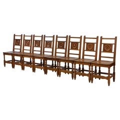 Used 1930s Cambridge University Set of 8 Oak Dining Chairs