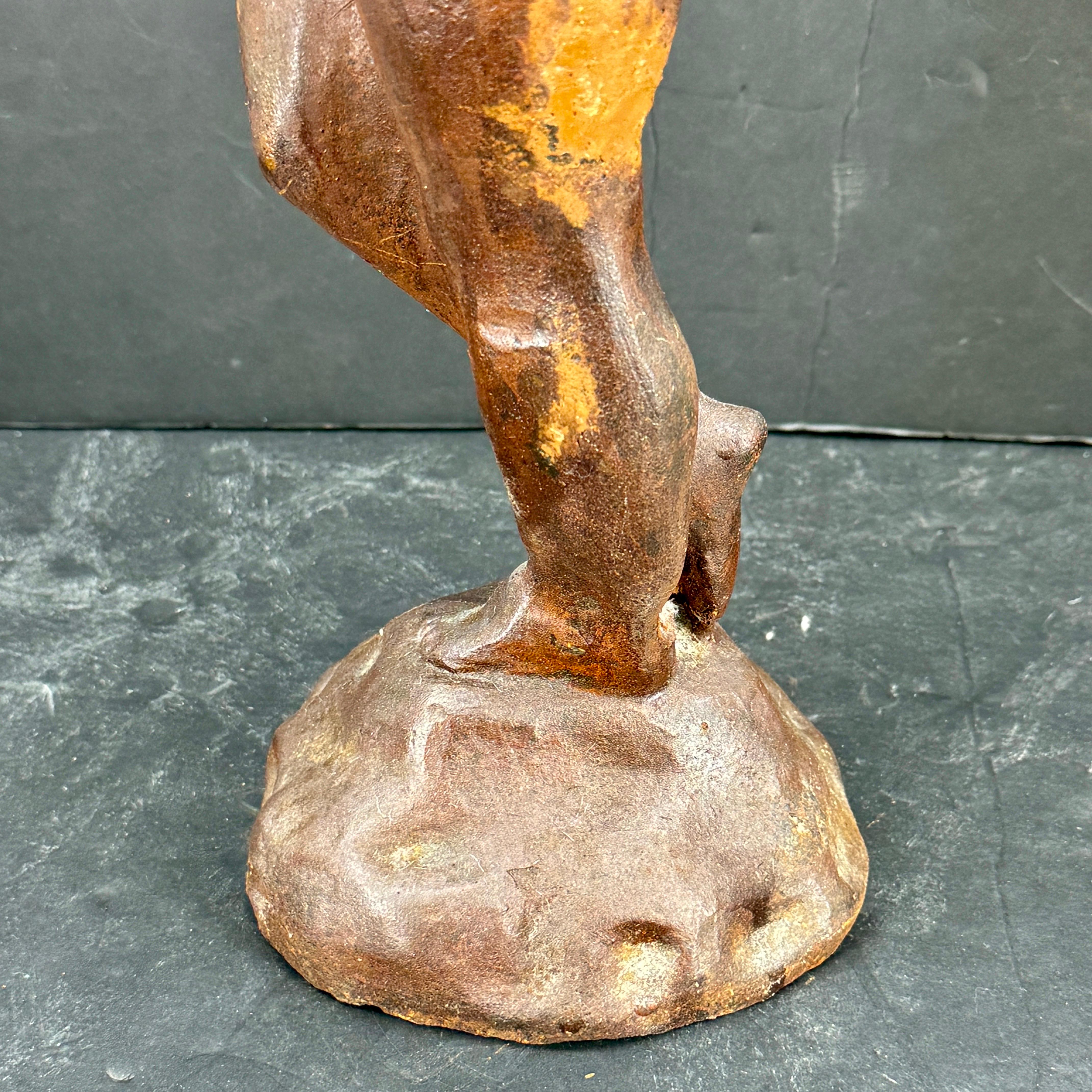 Scultura in ghisa d'epoca 1930 Boy Cherub Putti in vendita 7