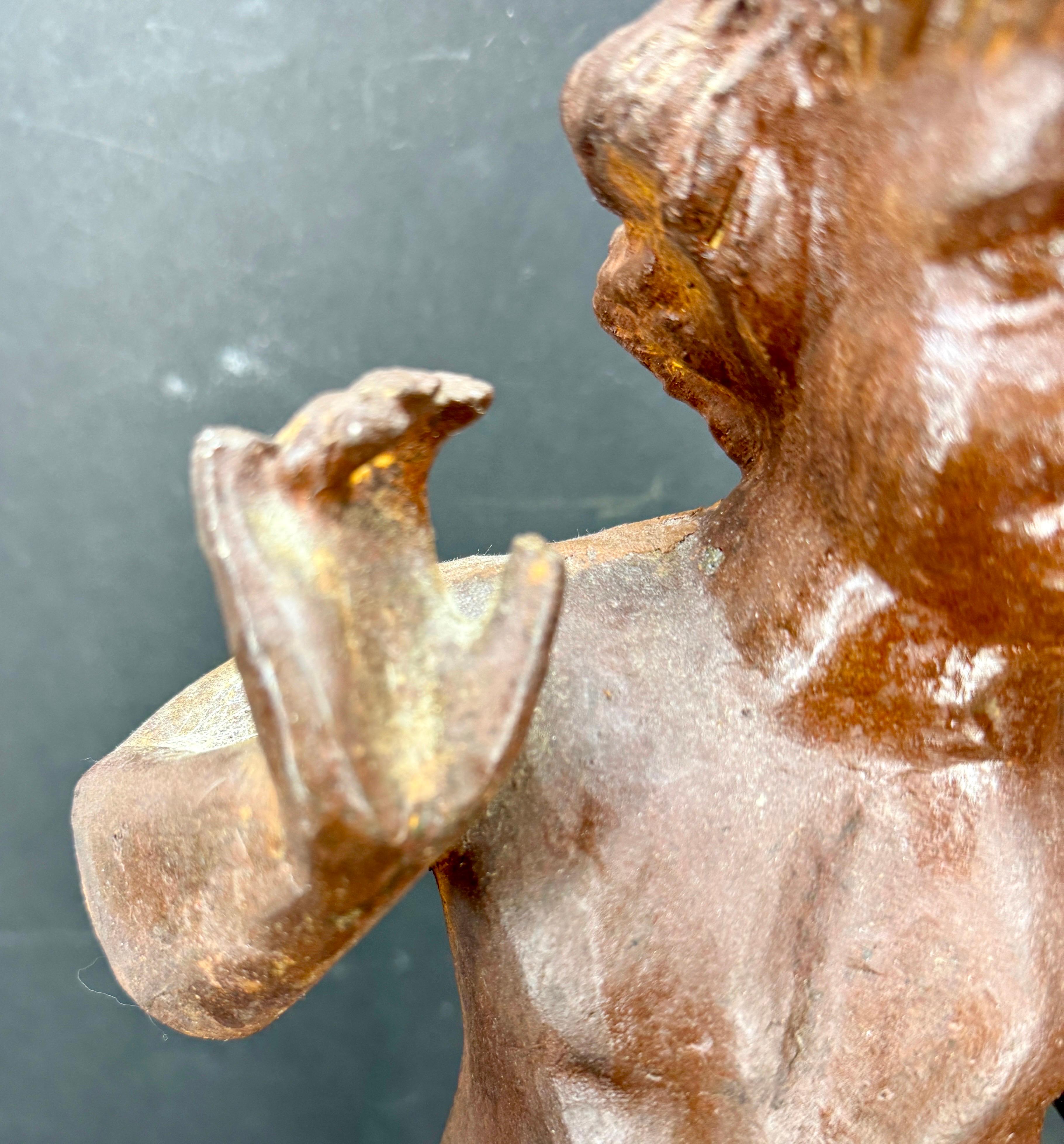 Scultura in ghisa d'epoca 1930 Boy Cherub Putti in vendita 9