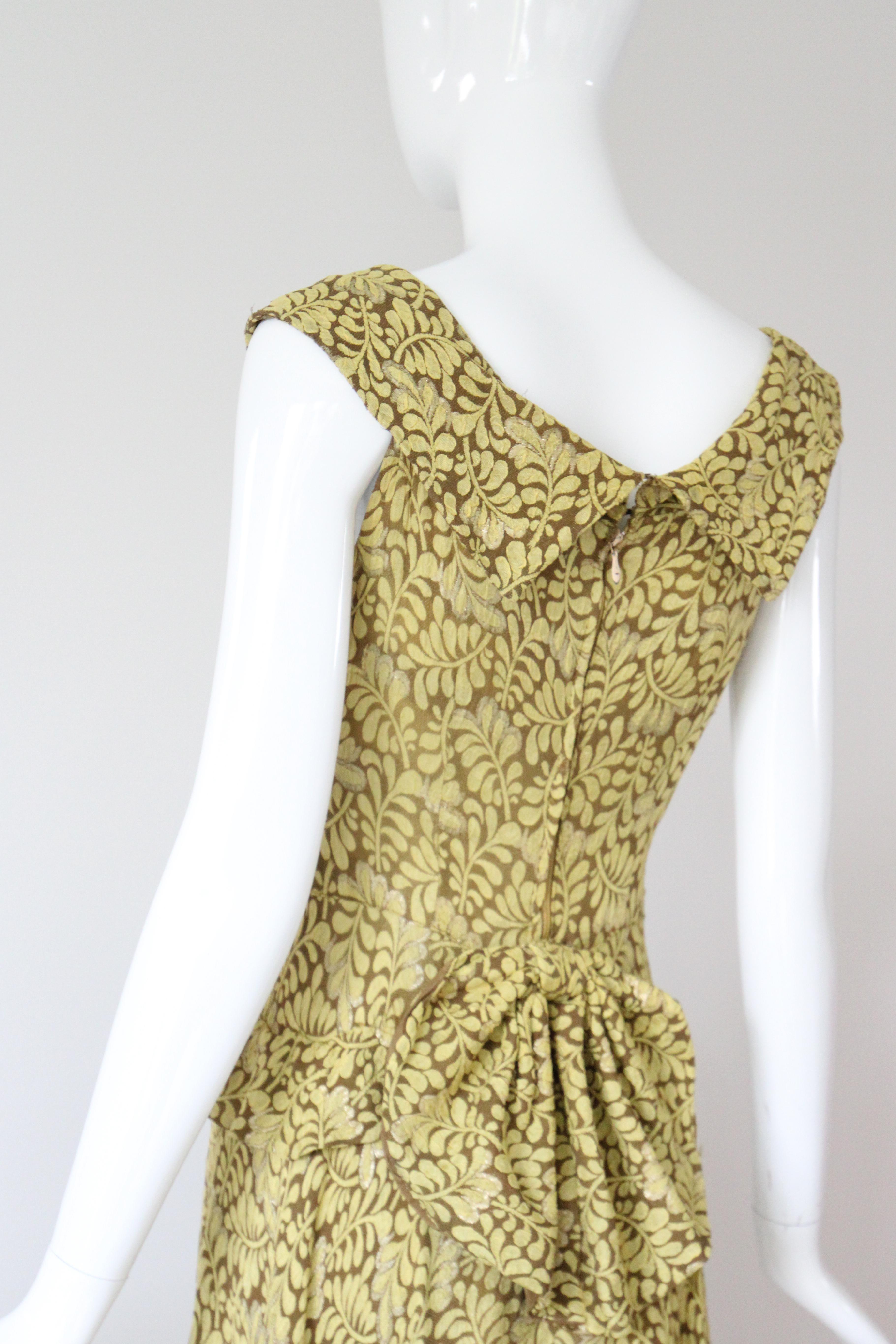 Vintage 1930's Chartreuse Lamé Grün Abendkleid US 2 UK 6 im Angebot 5