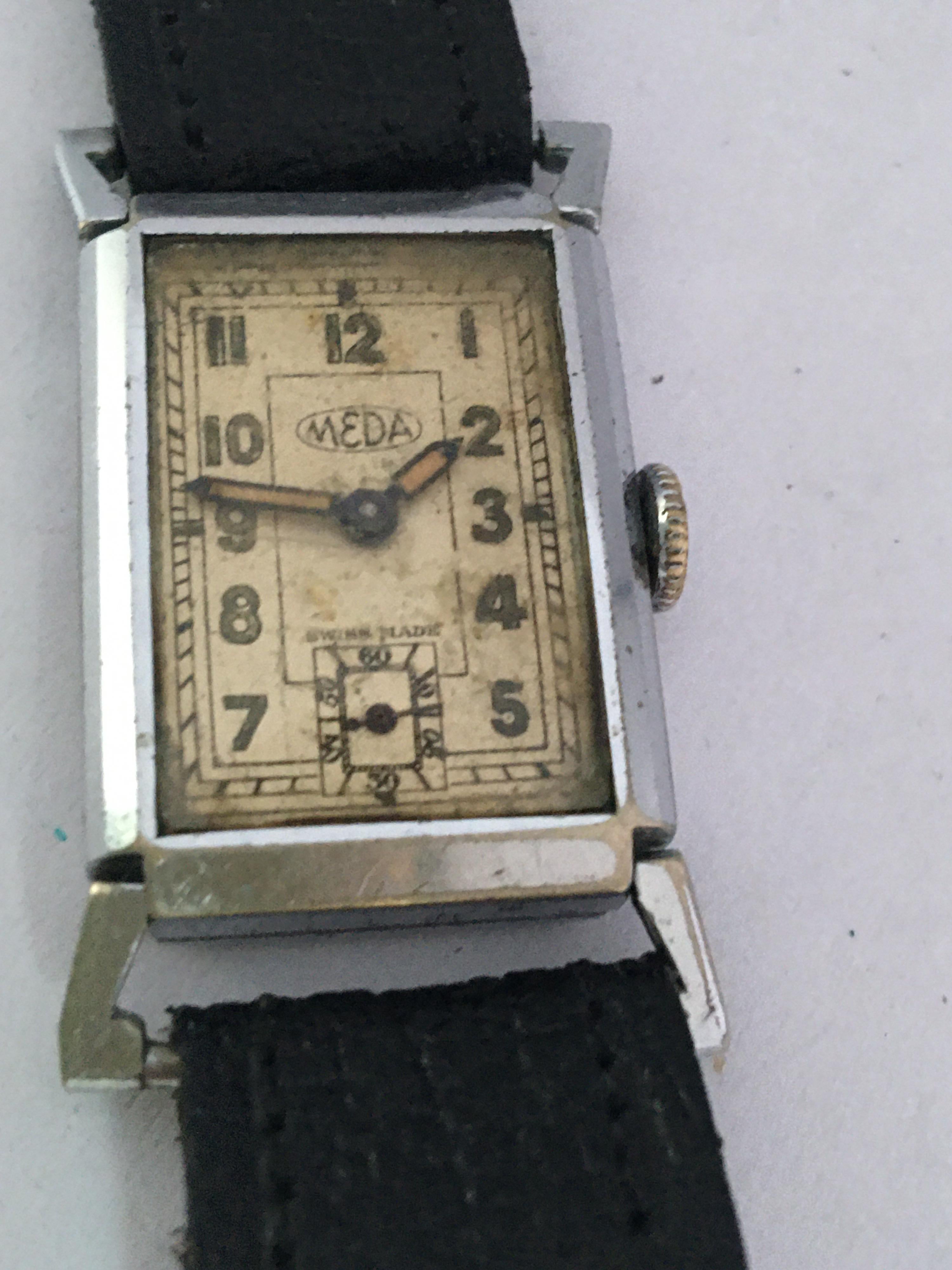 Vintage 1930s Chromium-Plated MEDA 'Roamer' Swiss Mechanical Watch 7