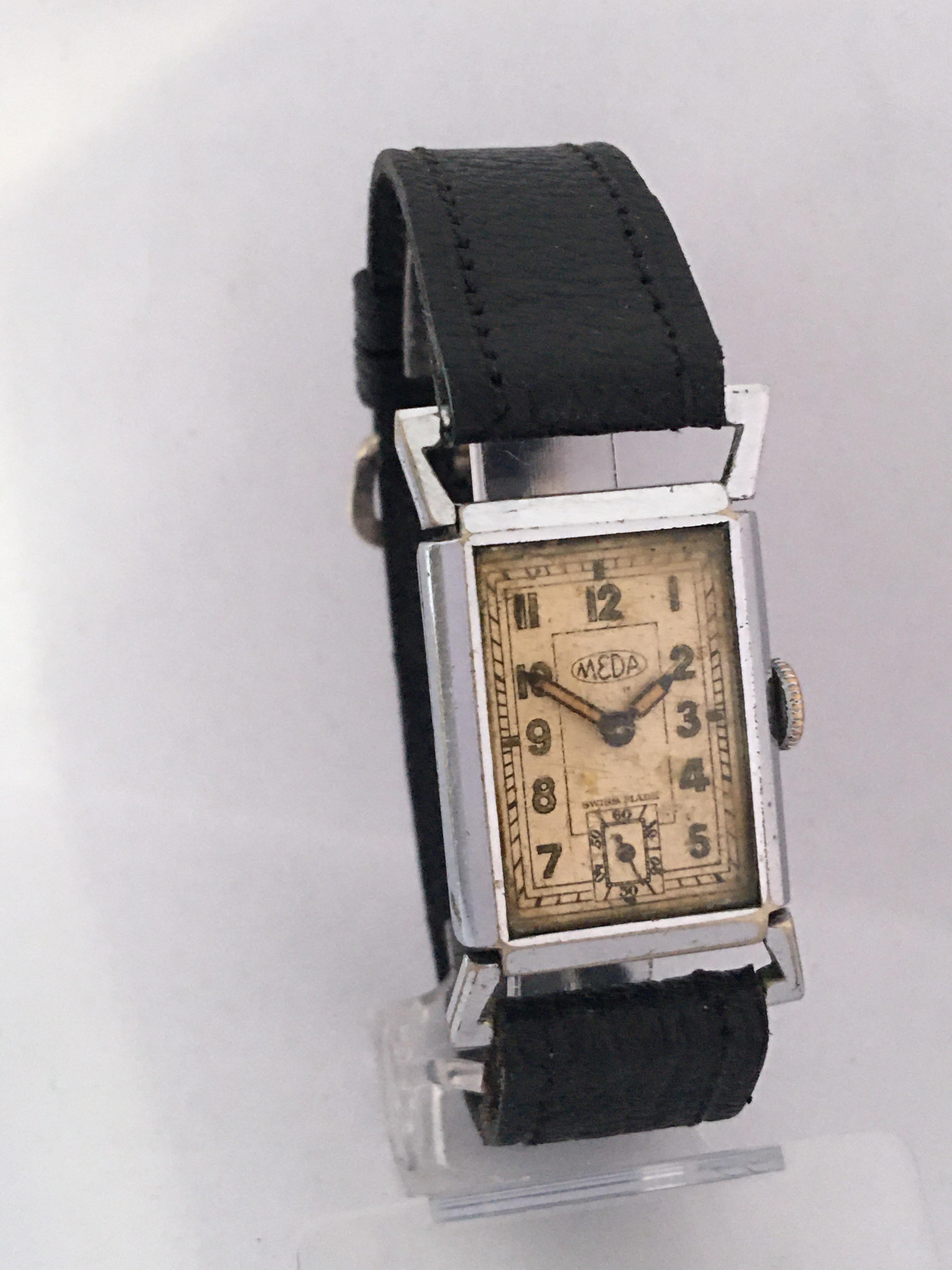 Vintage 1930s Chromium-Plated MEDA 'Roamer' Swiss Mechanical Watch 8