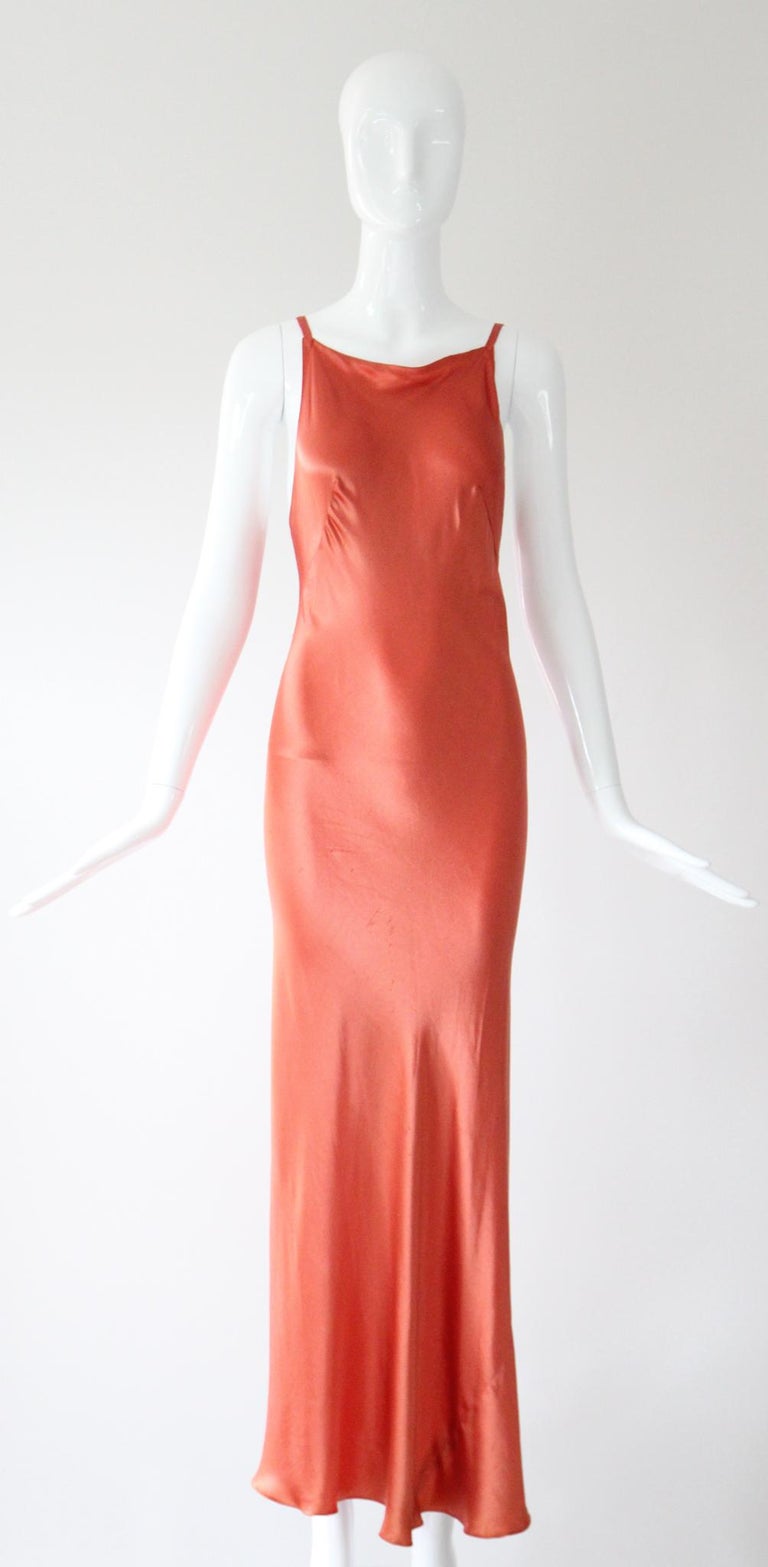 Vintage 1930's Coral Lace and Lam Evening Gown and mantle ensemble UK 6-8  US 2-4 For Sale at 1stDibs