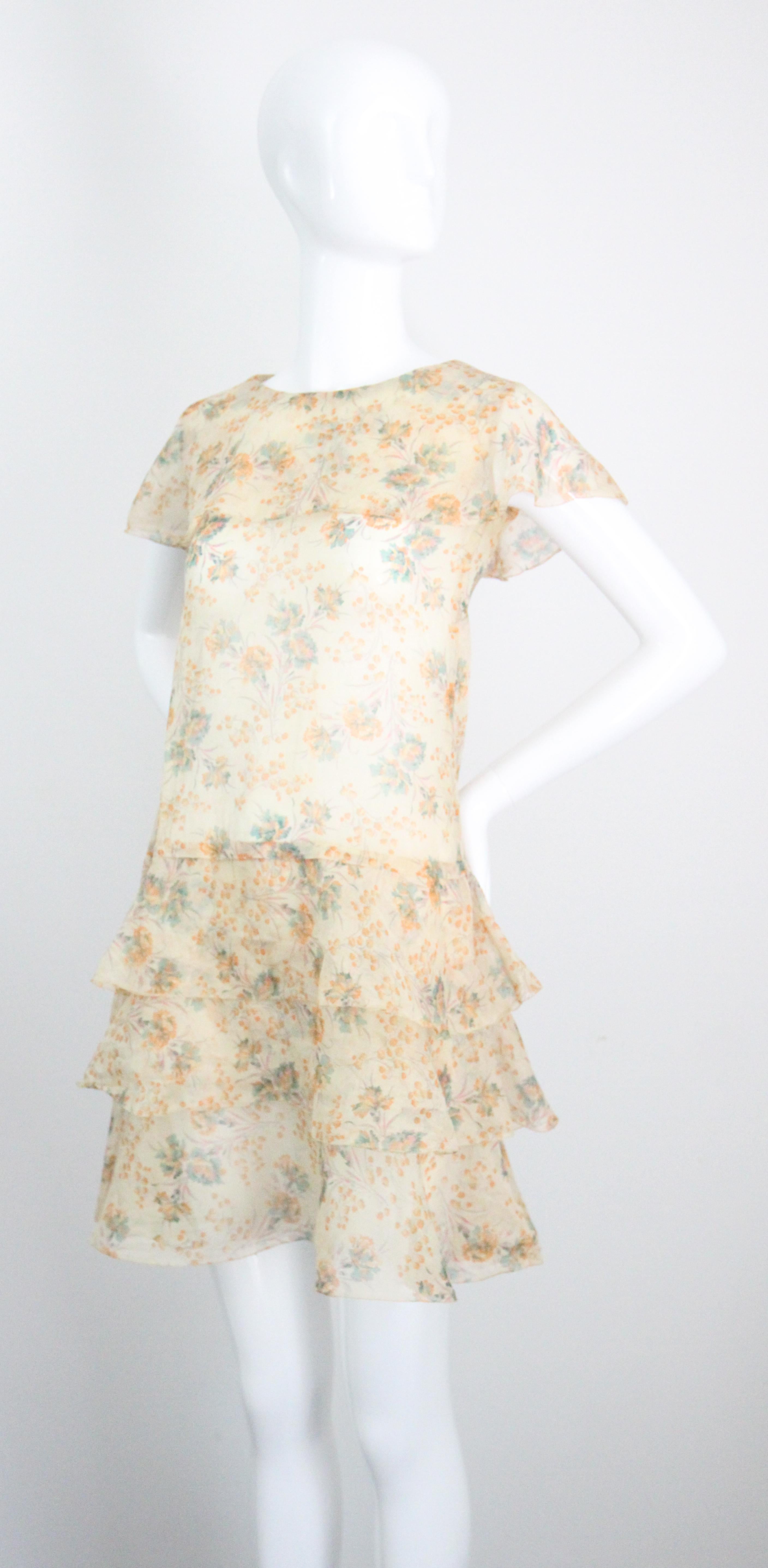 Vestido Floral de Algodón de 1930 Vestido de Día de 1930 UK 6-8 US 2-4 en venta 2