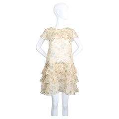 Vintage 1930's Cotton Voile Floral Tiered Dress 1930s Day Dress UK 6-8 US 2-4