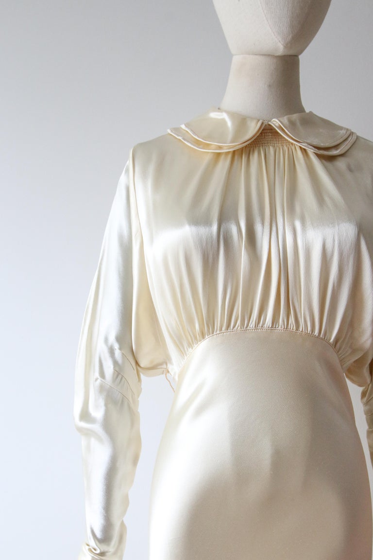 chinese dress ladies Kasya Cream Satin Long Sleeve Mini Dress - US 8