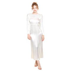 Vintage 1930s Cream Silk Embroidered Gown