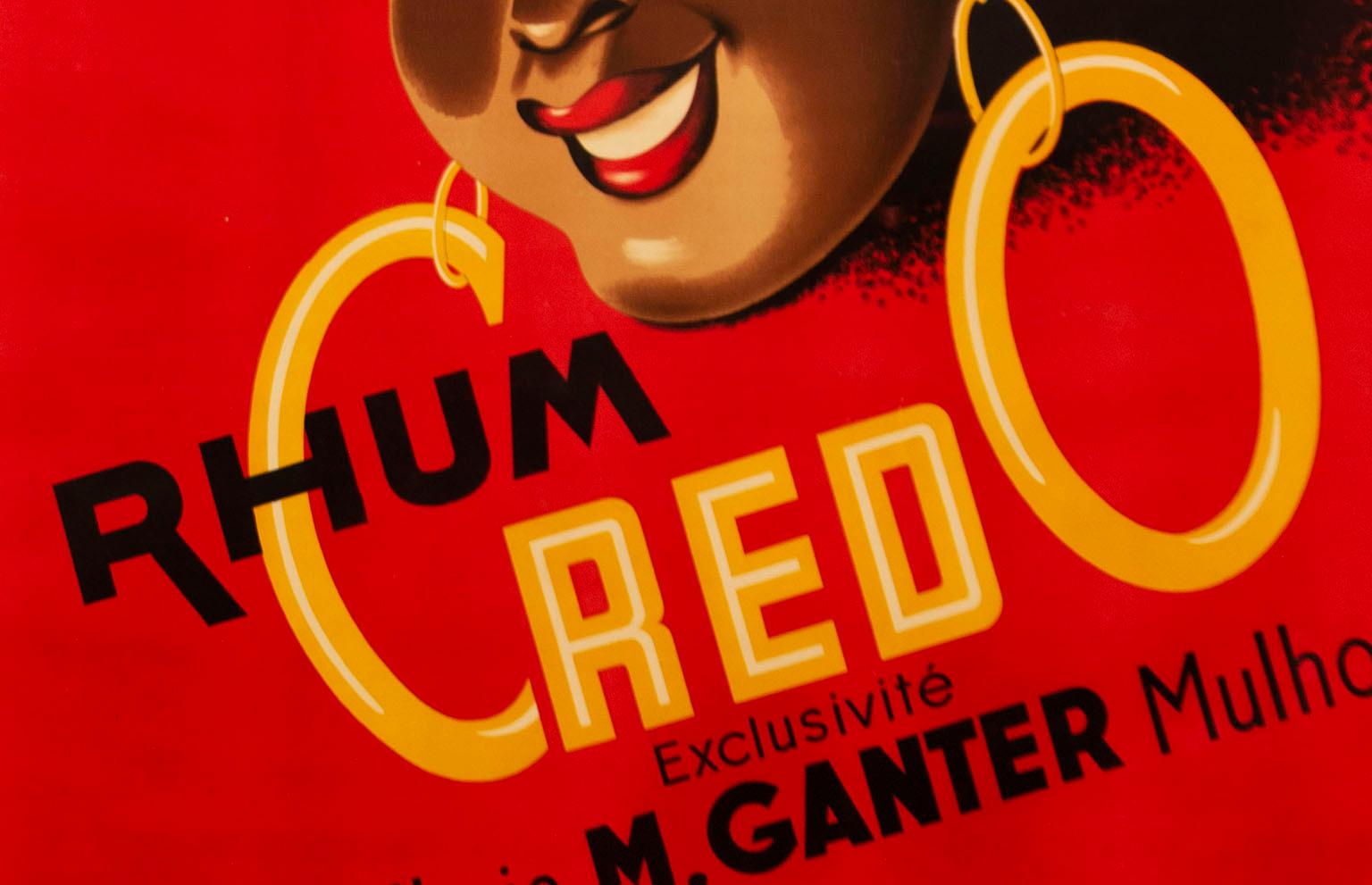 Art Deco Vintage 1930s Credo Rhum Poster by Hella Arno For Sale
