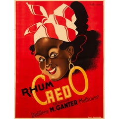 Vintage 1930s Credo Rhum Poster by Hella Arno