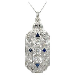 Vintage 1930's Diamant & Saphir 18K Gold Halskette