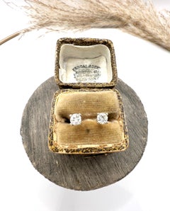 Vintage 1930s Diamonds set in New 18ct White Gold Stamped Stud Earrings Settings