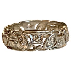 Vintage 1930s European Cut and Single Cut Diamond Platinum Ring