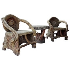 Used 1930s Faux Bois 4-Piece Outdoor Set Attributed to Dionicio Rodriguez