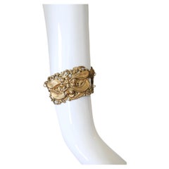 Vintage-Armband aus den 1930er Jahren aus filigranem Messing – „Samara“ Armreif mit botanischem Motiv