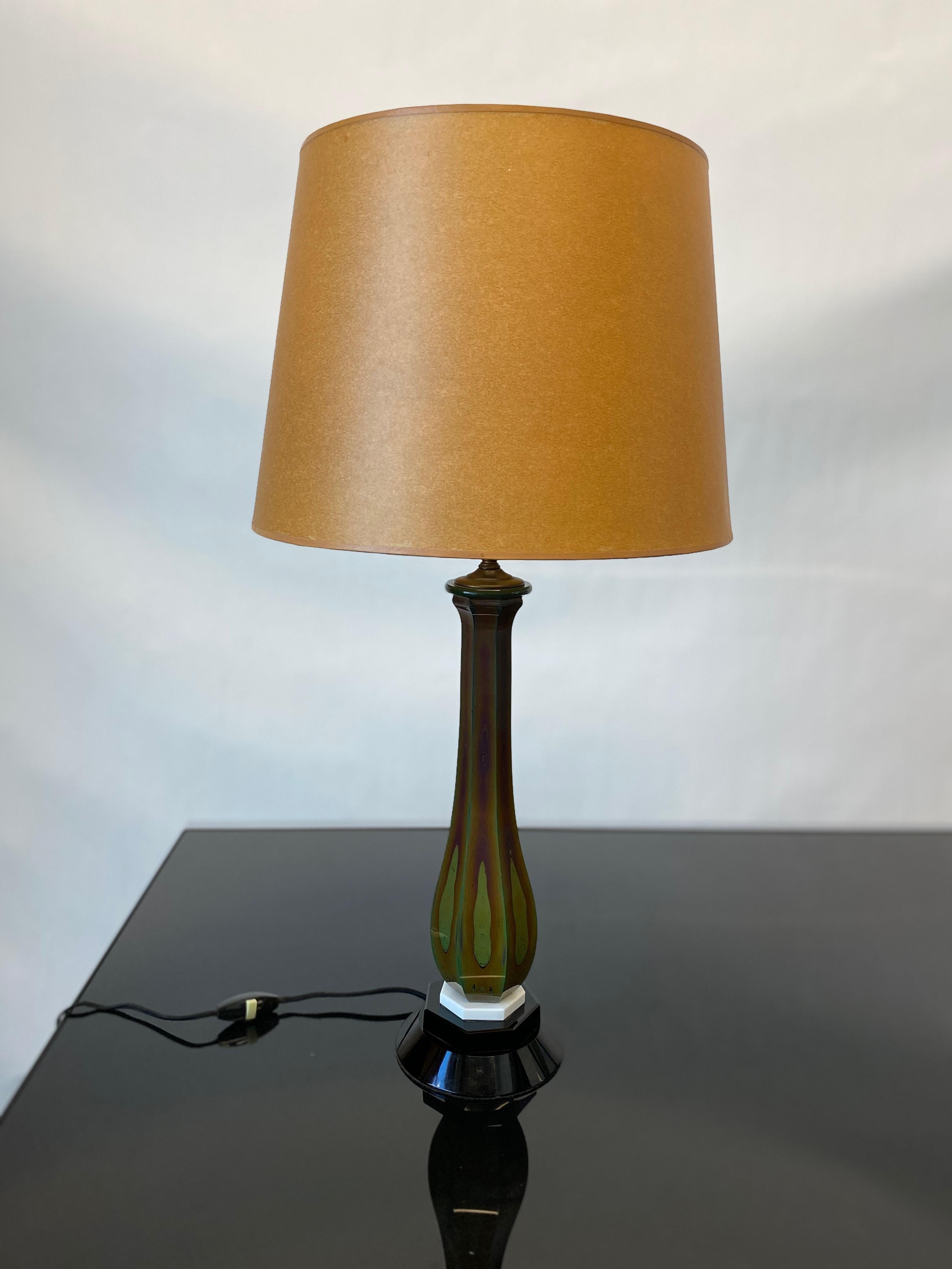 Vintage 1930s Fine French Art Deco Multicolored Cut Glass Table Lamp For Sale 9