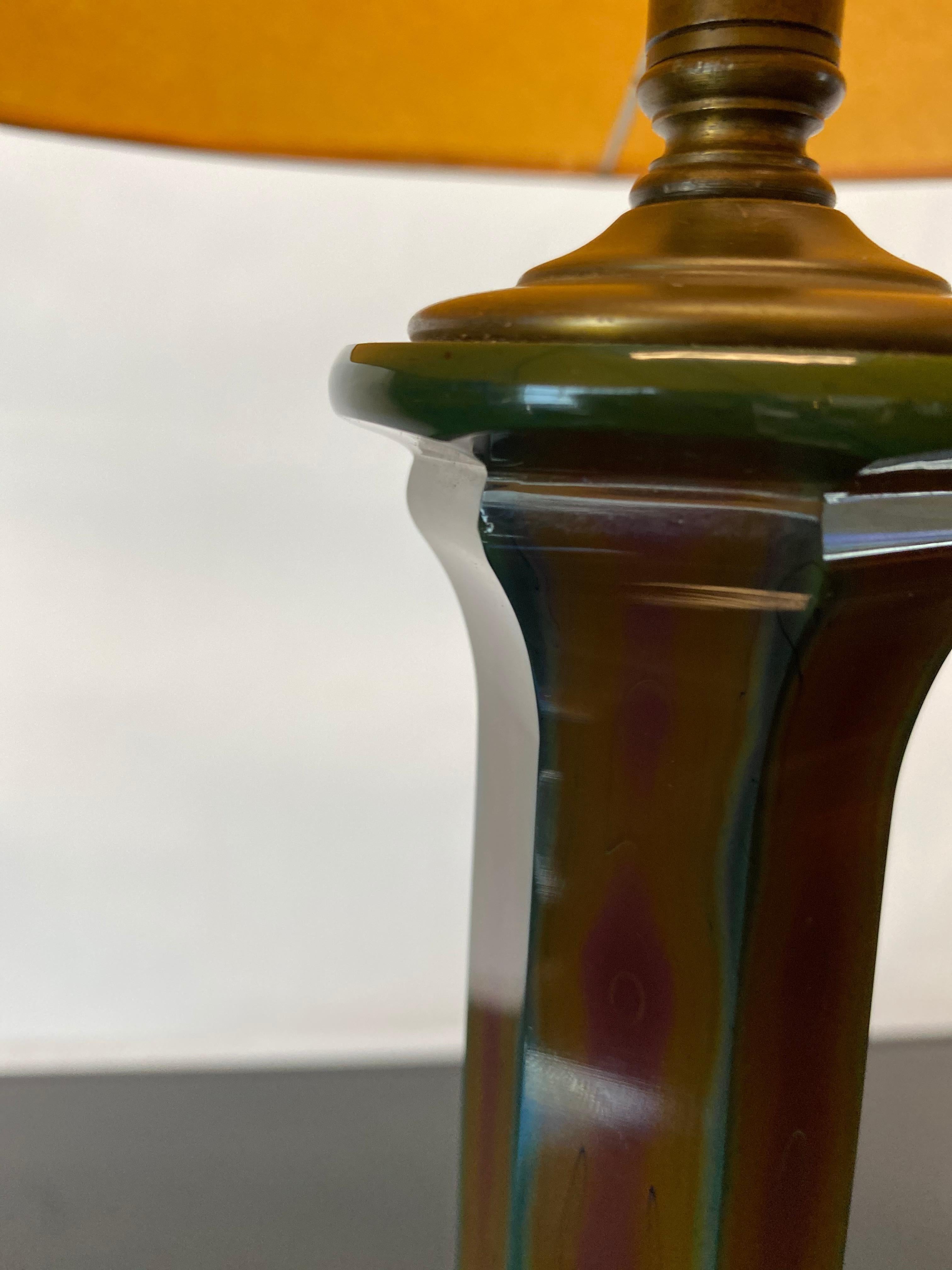 Vintage 1930s Fine French Art Deco Multicolored Cut Glass Table Lamp In Good Condition For Sale In San Antonio, TX