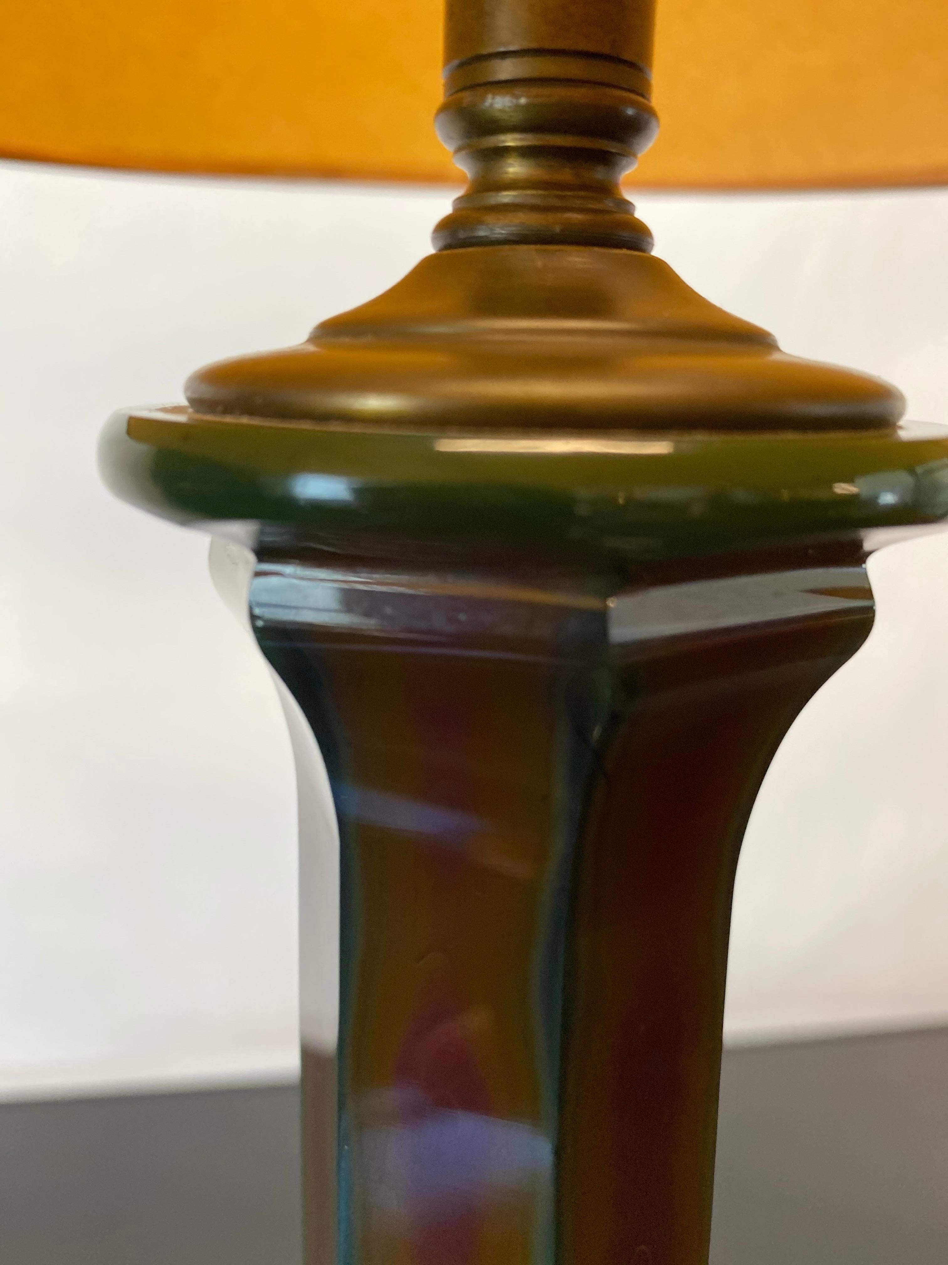 Mid-20th Century Vintage 1930s Fine French Art Deco Multicolored Cut Glass Table Lamp For Sale