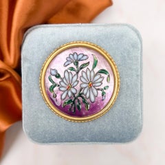 Vintage 1930s French Enamel and Glass Flower Brooch (Broche fleur en émail et verre)