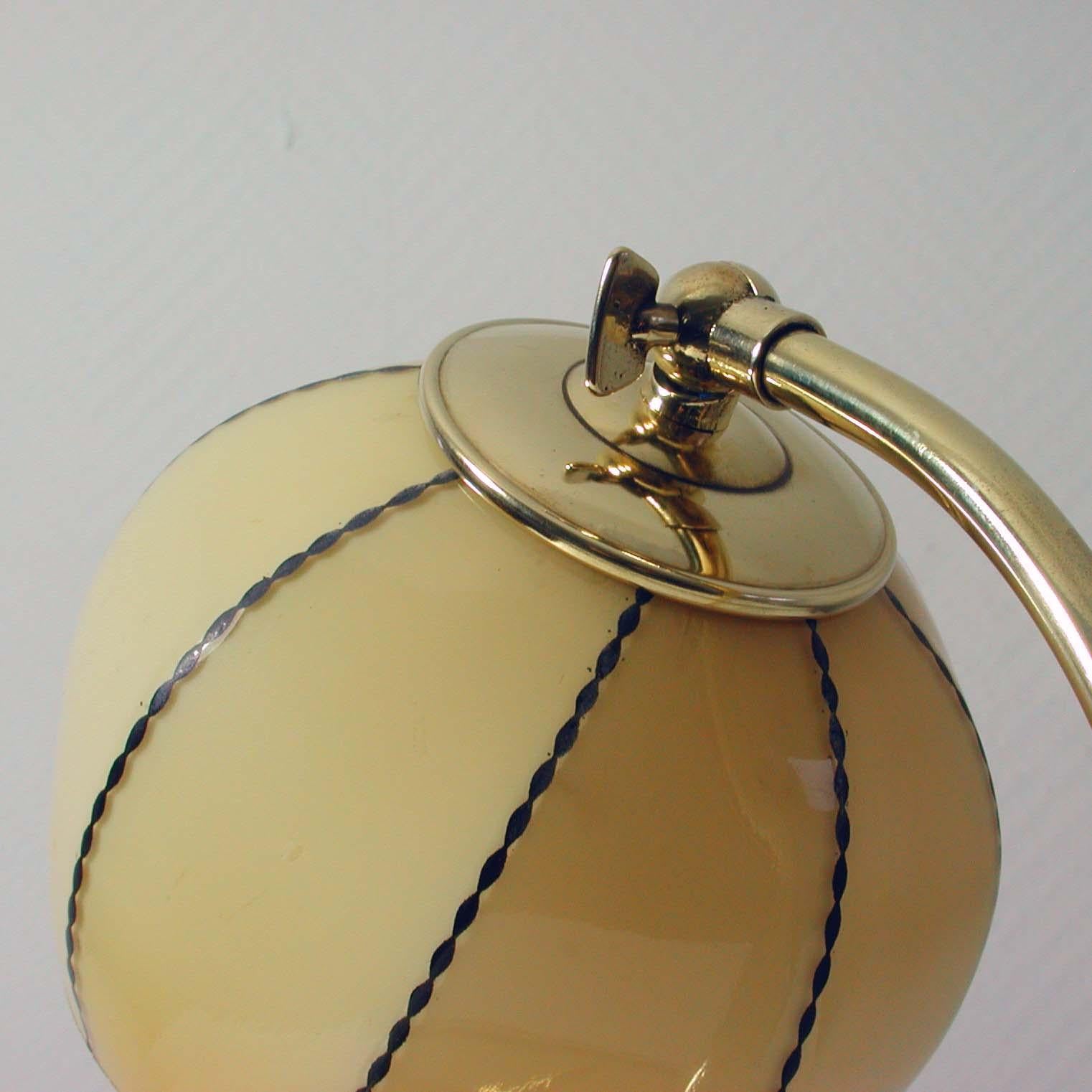 Vintage 1930s German Bauhaus Art Deco Brass and Opal Table Lamp Sconce (Messing)