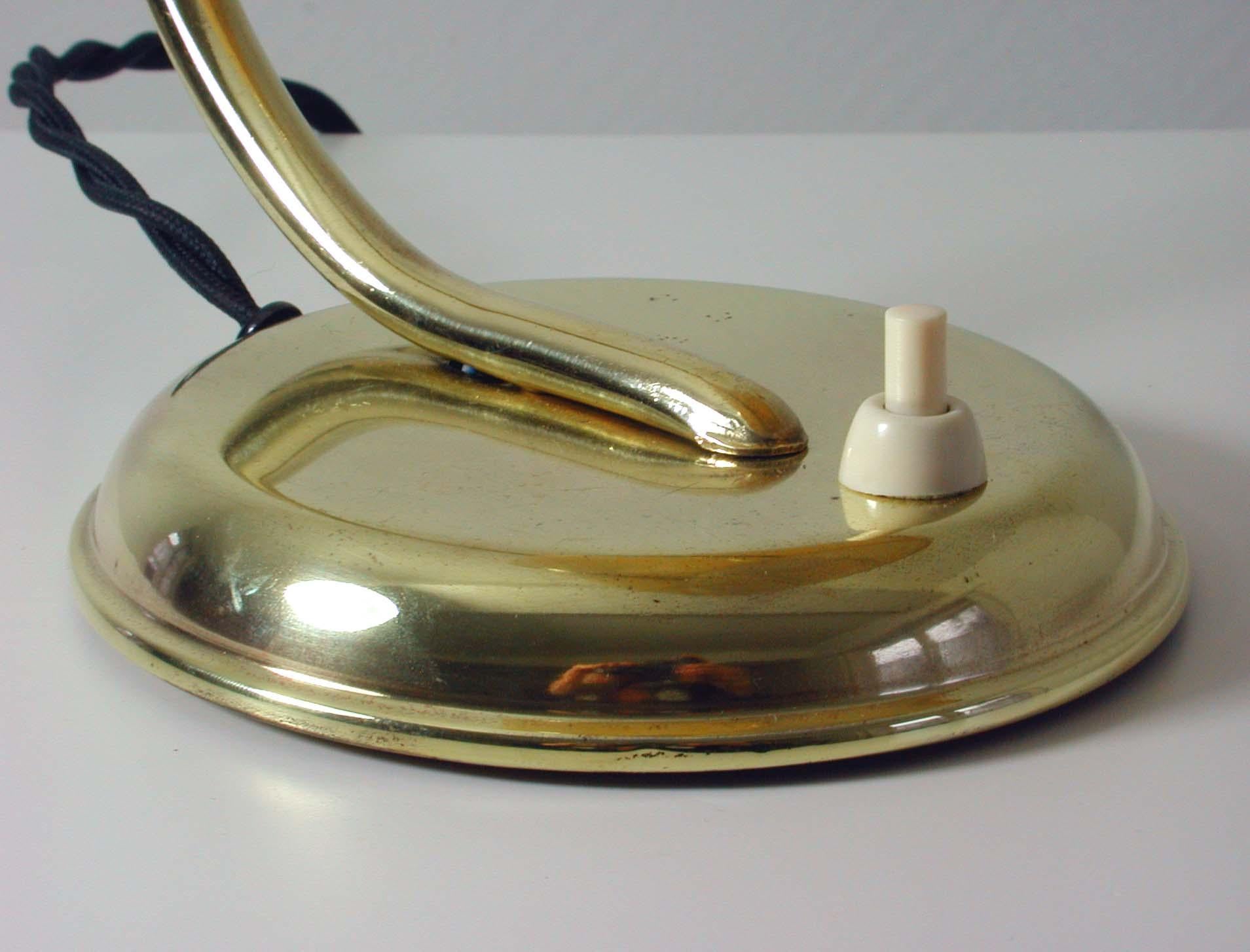 Vintage 1930s German Bauhaus Art Deco Brass and Opal Table Lamp Sconce 5