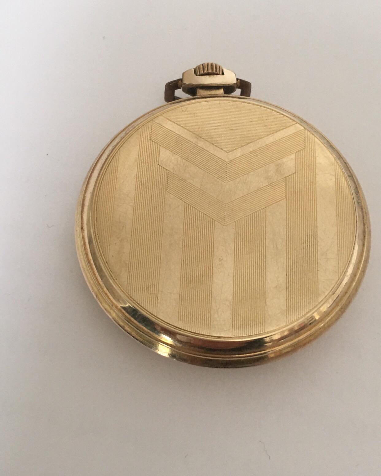 Vintage 1930s Gold-Plated and Silvered Dial Omega Dress Pocket Watch 'Art Deco' 5