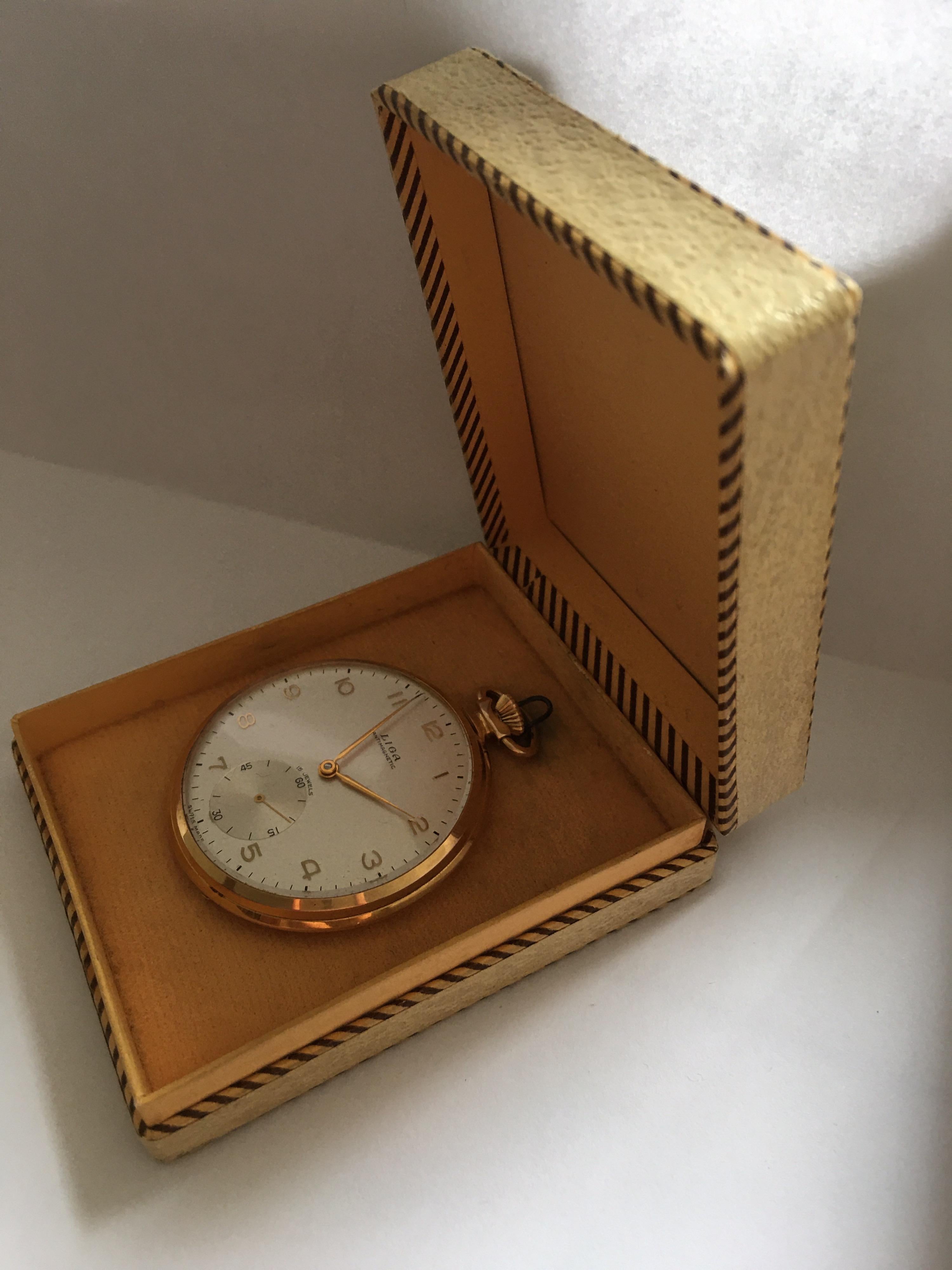 Vintage 1930s Gold-Plated Dress Pocket Watch 3