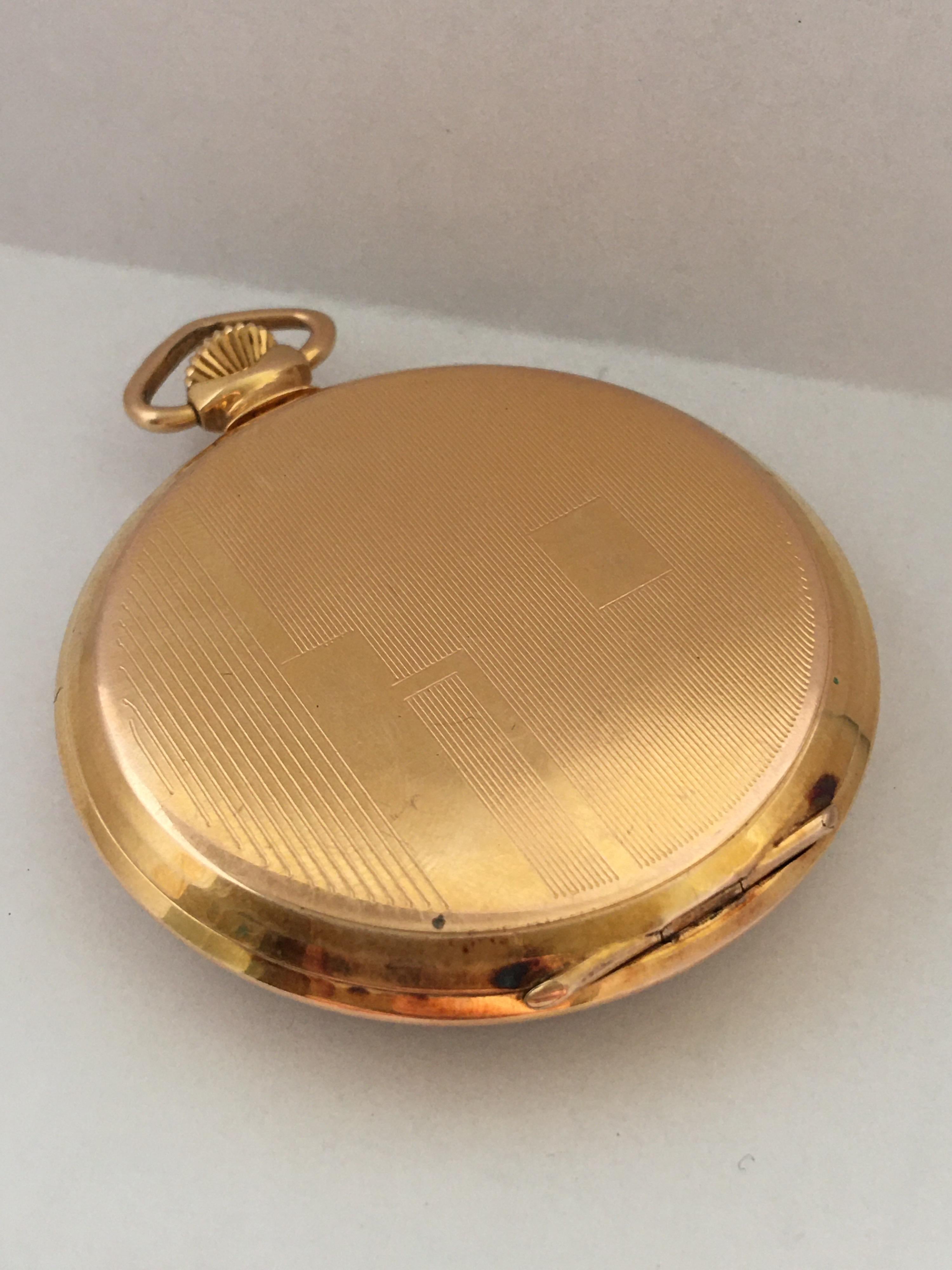 Vintage 1930s Gold-Plated Dress Pocket Watch 9