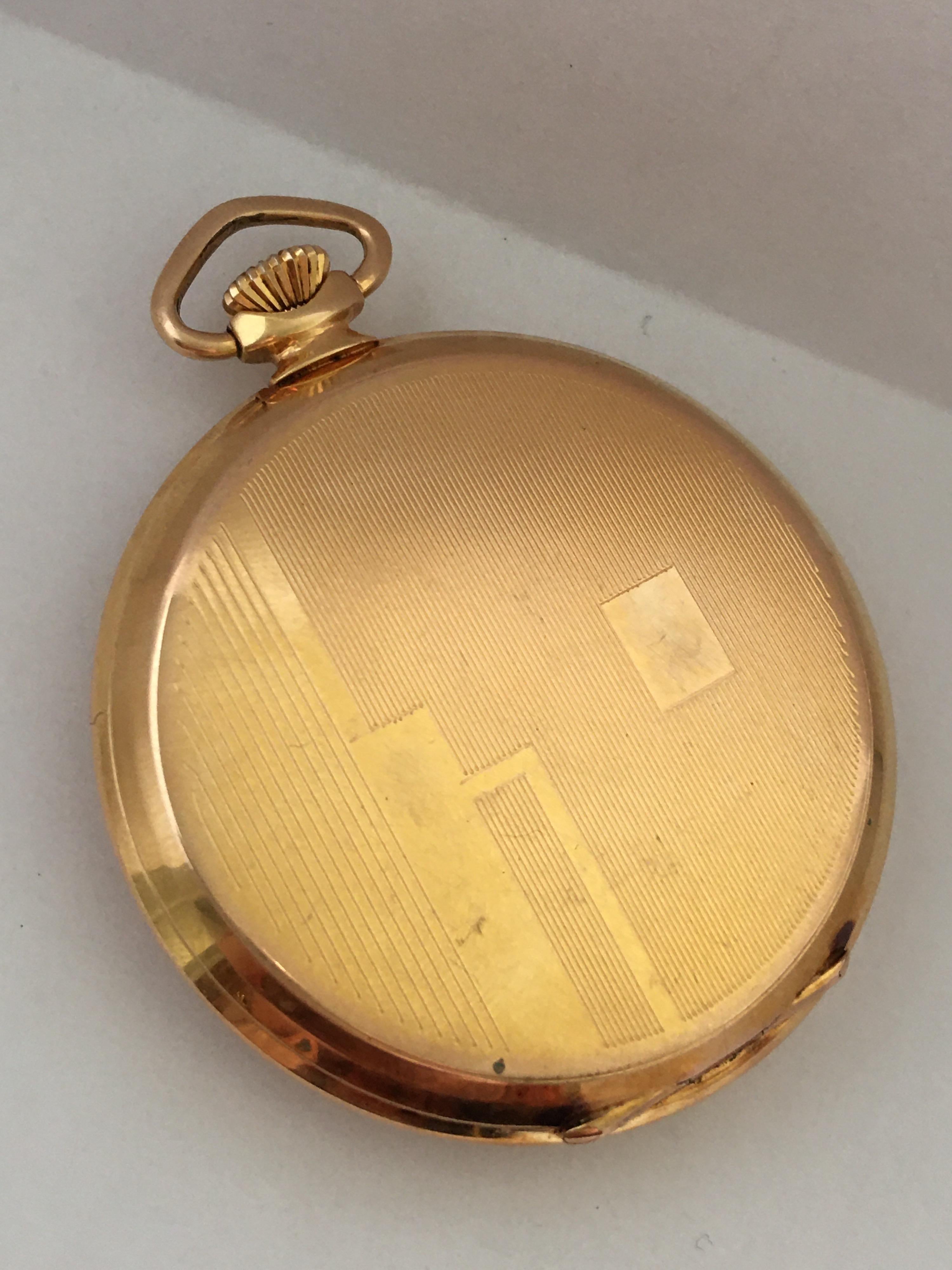 Women's or Men's Vintage 1930s Gold-Plated Dress Pocket Watch