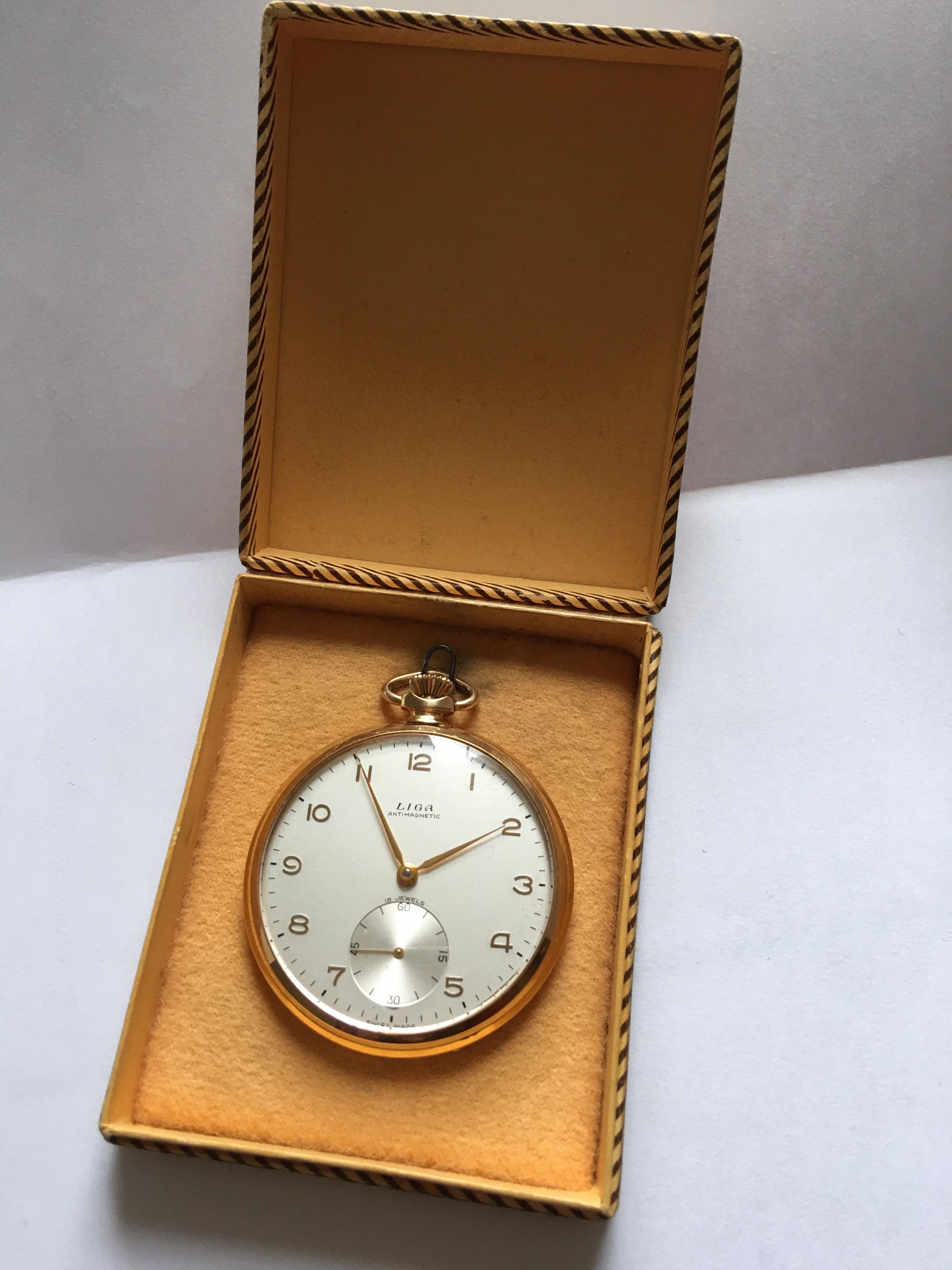 Vintage 1930s Gold-Plated Dress Pocket Watch 1