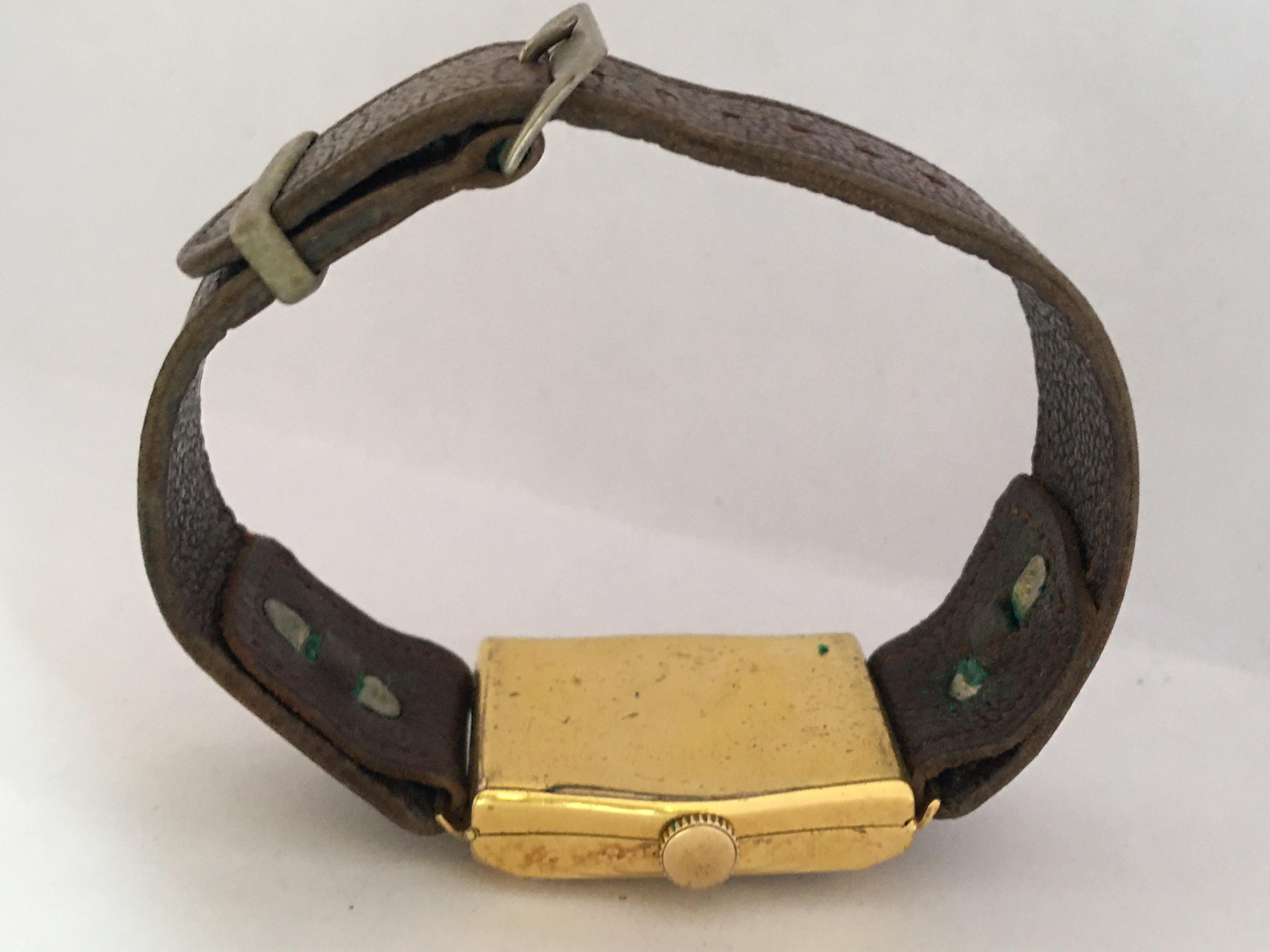 Vintage 1930s Gold-Plated Rectangular Swiss Mechanical Watch 1