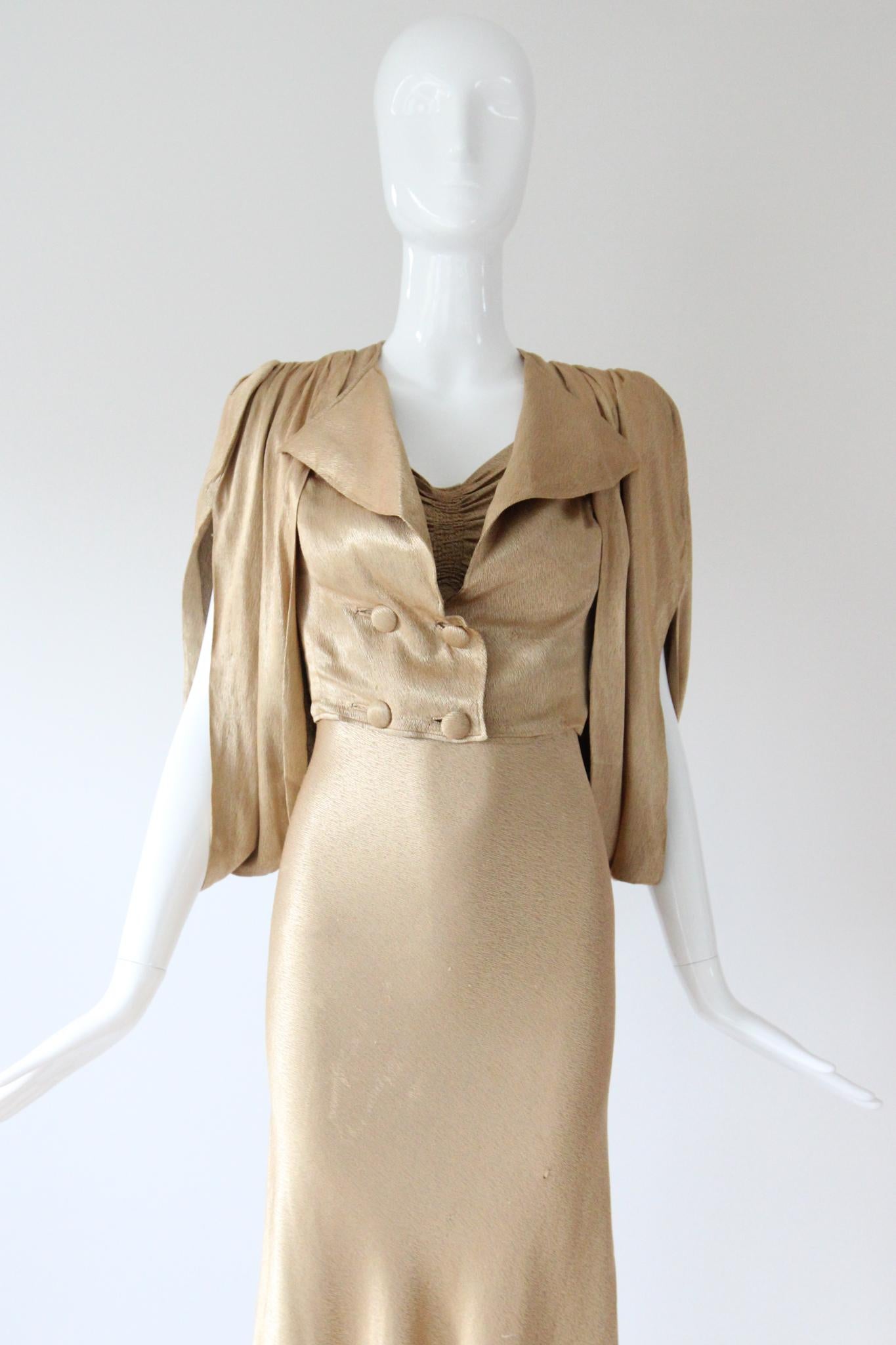 Vintage 1930's Gold Satin Abendkleid und Jacke Set 1930's Gown UK 6-8 US 2-4 im Angebot 7