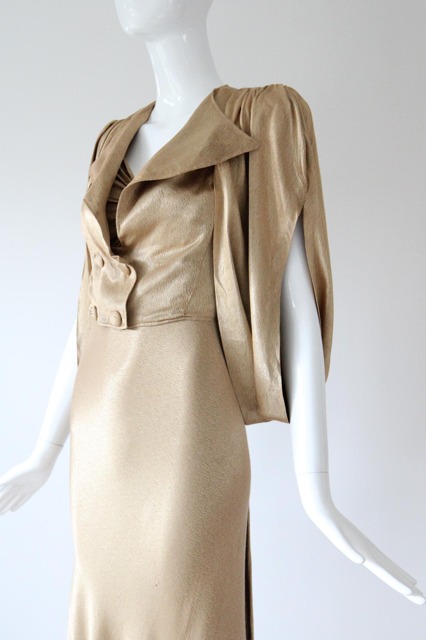 Vintage 1930's Gold Satin Abendkleid und Jacke Set 1930's Gown UK 6-8 US 2-4 im Angebot 12
