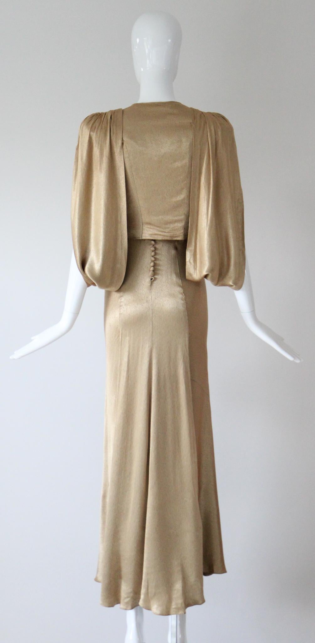 Vintage 1930's Gold Satin Abendkleid und Jacke Set 1930's Gown UK 6-8 US 2-4 im Angebot 13