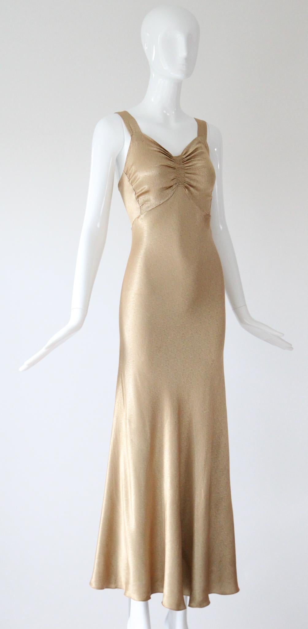 Vintage 1930's Gold Satin Abendkleid und Jacke Set 1930's Gown UK 6-8 US 2-4 im Angebot 1
