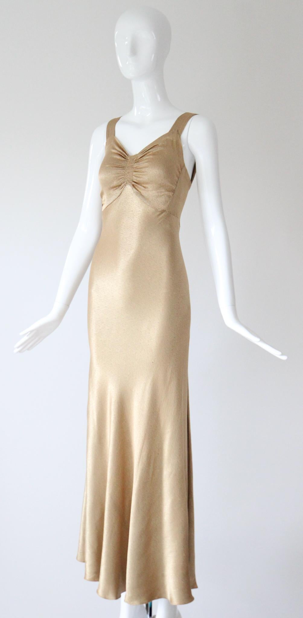 Vintage 1930's Gold Satin Abendkleid und Jacke Set 1930's Gown UK 6-8 US 2-4 im Angebot 3