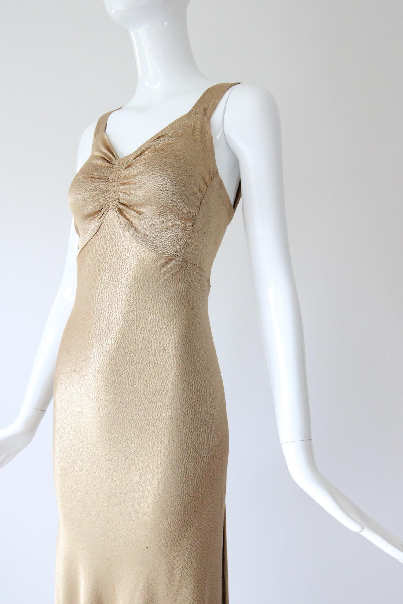 Vintage 1930's Gold Satin Abendkleid und Jacke Set 1930's Gown UK 6-8 US 2-4 im Angebot 4