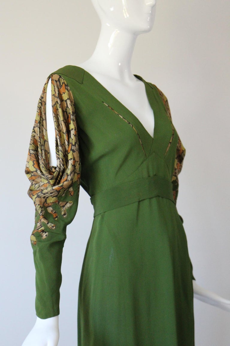 cap sleeve green dress Green 1930s Hollywood Costume Dress main image 1