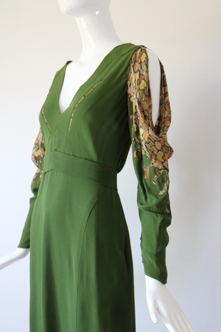 slim fit dress slacks Vintage 1930s Jade Green Silk Damask Chinese Gown – ALEXANDRA-KING