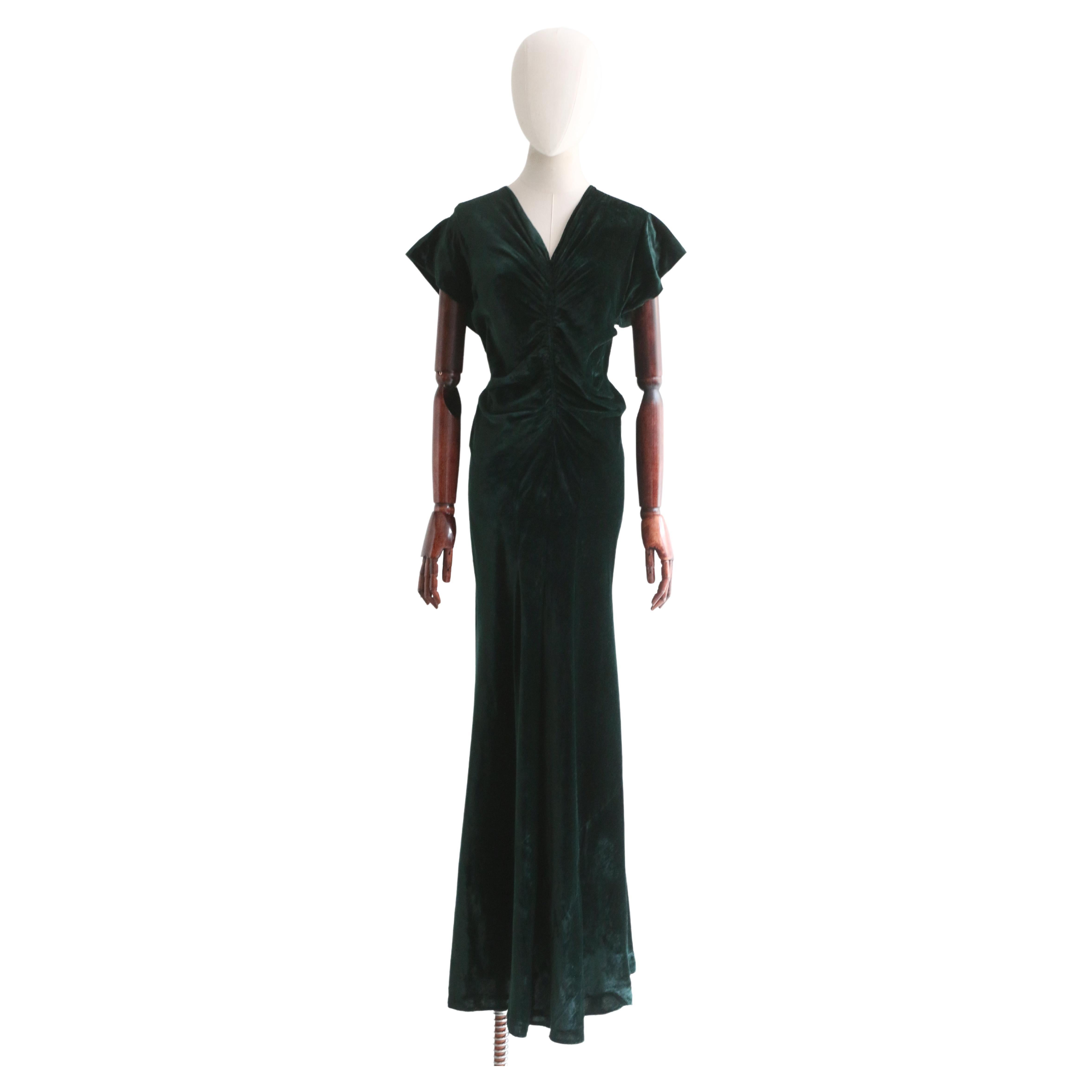 Vintage Green Slit Side Velvet Evening Dress Long Party Dress cc1914 main image 1