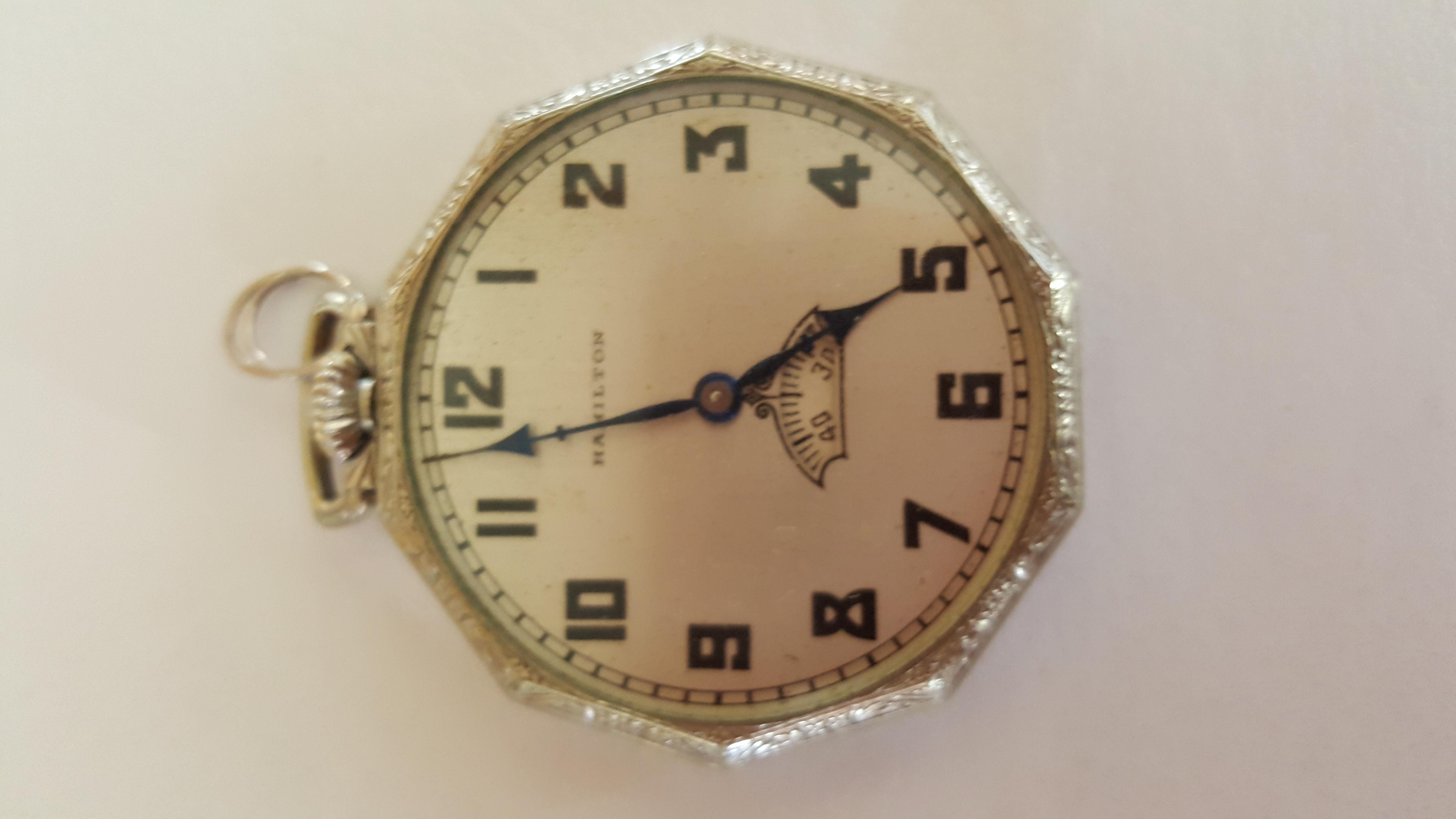 1930s Hamilton 14 Karat Gold Filled Pocket Watch, Grade 912, Rotating Second 3