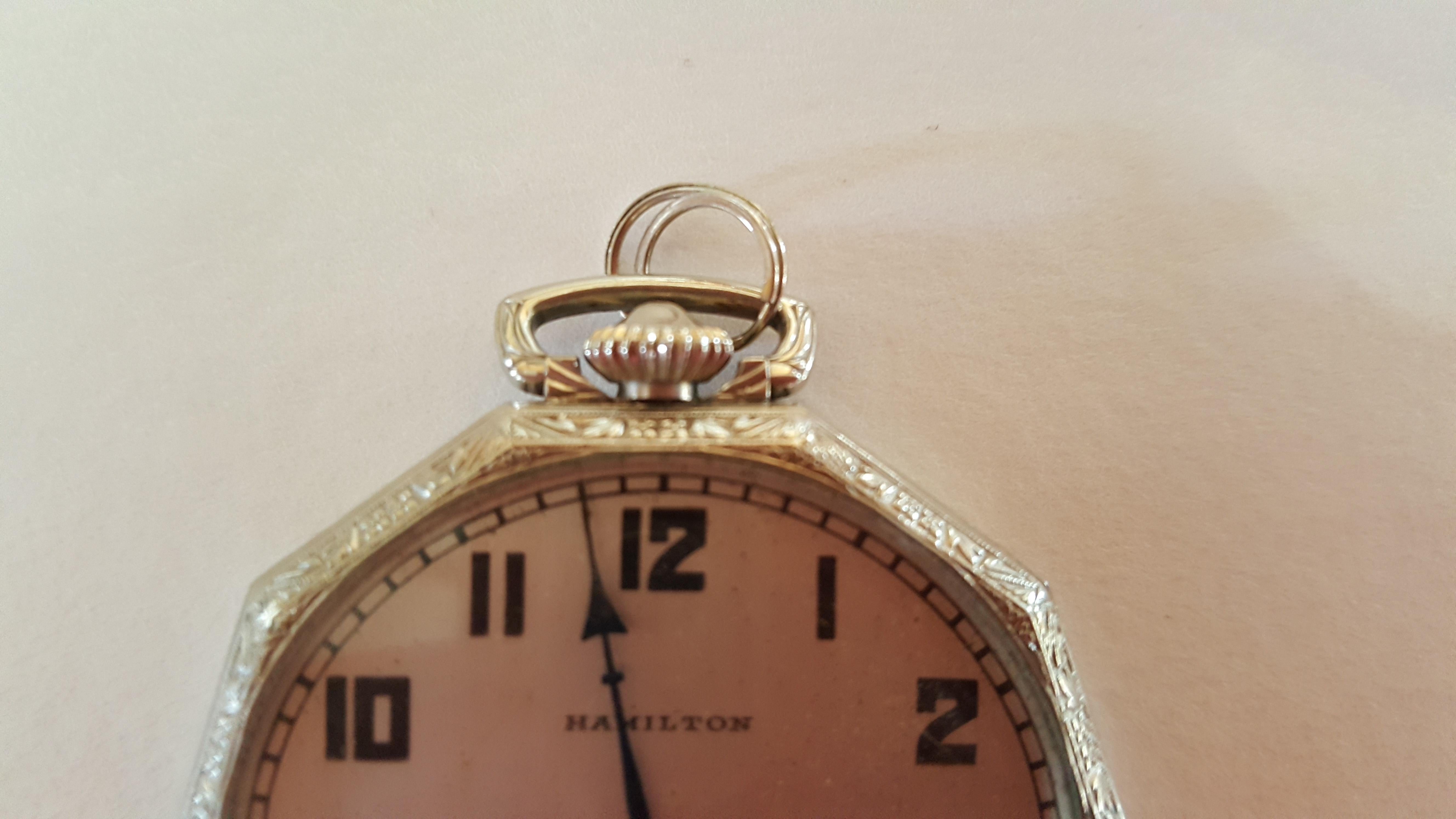 1930s Hamilton 14 Karat Gold Filled Pocket Watch, Grade 912, Rotating Second 2