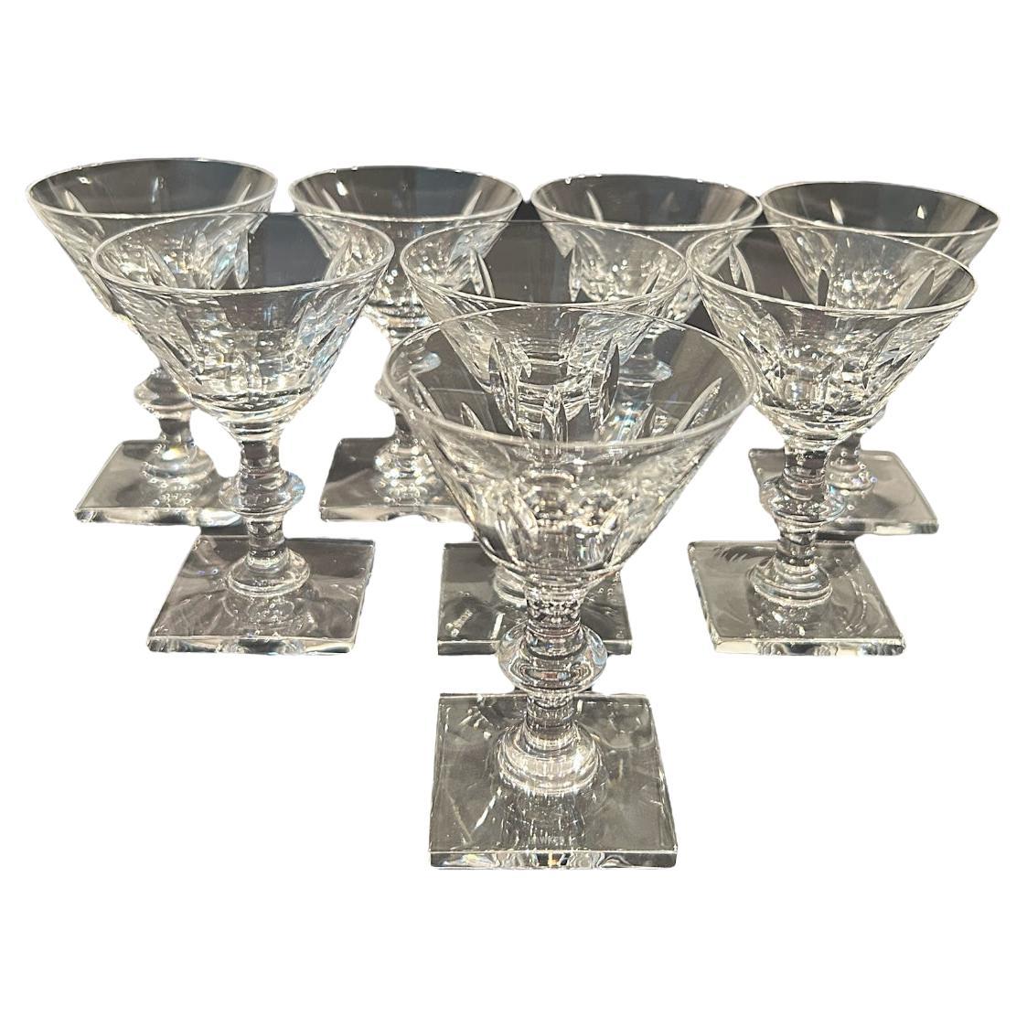 Vintage 1930’s Hawkes Crystal Square Base Cordials ~ (Set of 8)