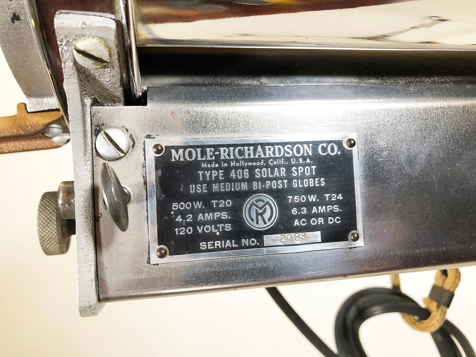 Industrial Vintage 1930s Hollywood Film Studio Mole Richardson Spot For Sale