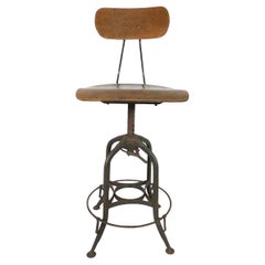 Used 1930s Industrial Rask Work Drafting Stool by Toledo Furniture Company