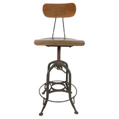 Vintage 1930s Industrial Rask Work Drafting Stool by Toledo Furniture Company