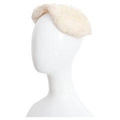 Vintage 1930's Ivory Feather Hat 1930s Feather cocktail hat white feather swan