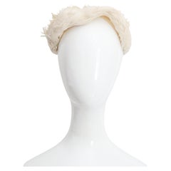 Vintage 1930 Sombrero de plumas marfil 1930 Sombrero de cóctel de plumas cisne de plumas blancas