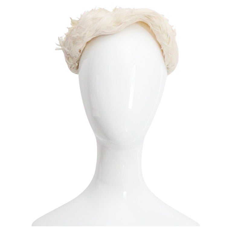 NWOT Women’s 1930’s White Bird Nest Feather Hat White Dove Resting in a Cloud of Ruffles - Etsy main image 4